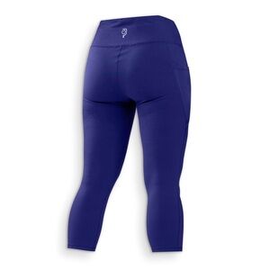 Baddle women’s pickle ball mid-rise capri leggings blue with pockets XL